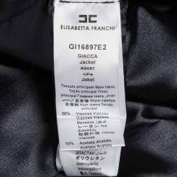 مملوكة مسبقًا Elisabetta Franchi Black Crepe Contrast Detail Double Breasted Blazer S