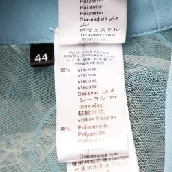 Pre Owned Elisabetta Franchi Blue Tulle & Lace Trim High Waist Sheer Midi Skirt M