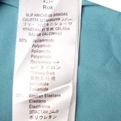 Pre Owned Elisabetta Franchi Blue Tulle & Lace Trim High Waist Sheer Midi Skirt M