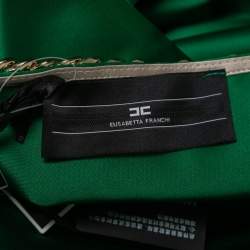 Pre Owned Elisabetta Franchi Green Dutchess Satin Chain Trim Sleeveless Mini Dress S