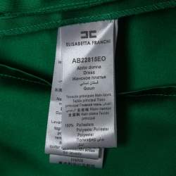 Pre Owned Elisabetta Franchi Green Dutchess Satin Chain Trim Sleeveless Mini Dress S