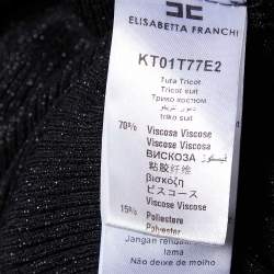 Elisabetta Franchi Black Lurex Knit Cape Detail Jumpsuit S