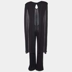 Elisabetta Franchi Black Lurex Knit Cape Detail Jumpsuit S