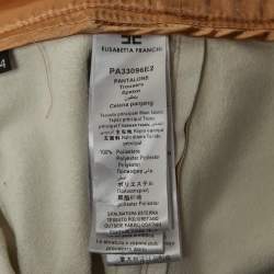 Pre Owned Elisabetta Franchi Beige Faux Leather Wide Leg Pants M