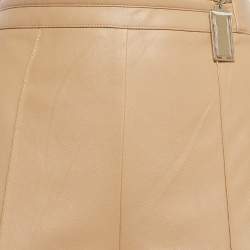 Pre Owned Elisabetta Franchi Beige Faux Leather Wide Leg Pants M