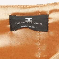 Pre Owned Elisabetta Franchi Beige Faux Leather Wide Leg Pants M