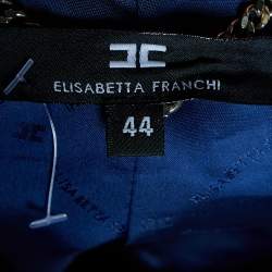 Pre Owned Elisabetta Franchi Blue Satin Cropped Gilet M