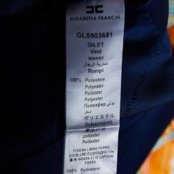 Pre Owned Elisabetta Franchi Blue Satin Cropped Gilet M