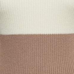 Pre Owned Elisabetta Franchi Ivory White/Mauve Colorblock Knit Dress S