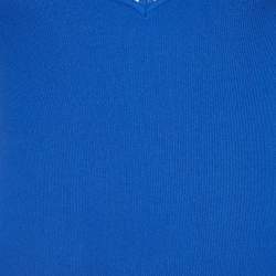 Pre Owned Elisabetta Franchi Blue Rib Knit Mini Dress M