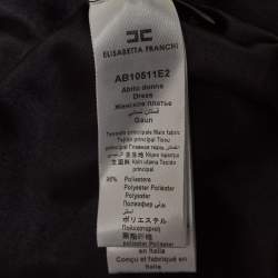 Pre Owned Elisabetta Franchi Black/Cream Crepe Halter Neck Flared Mini Dress S