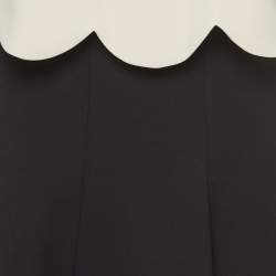 Pre Owned Elisabetta Franchi Black/Cream Crepe Halter Neck Flared Mini Dress S