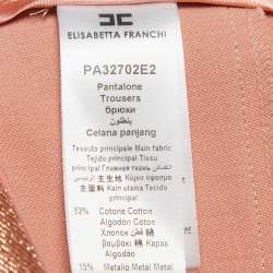 Pre Owned Elisabetta Franchi Metallic Rose Gold Lurex High Rise Cropped Trousers S