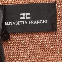 Pre Owned Elisabetta Franchi Metallic Rose Gold Lurex High Rise Cropped Trousers S