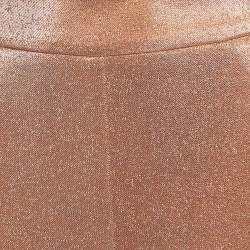 Pre Owned Elisabetta Franchi Metallic Rose Gold Lurex High Rise Cropped Trousers S