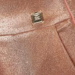 Pre Owned Elisabetta Franchi Metallic Rose Gold Lurex High Rise Cropped Trousers S
