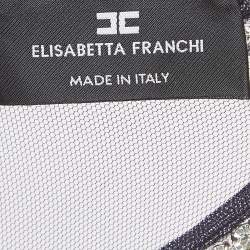 Pre Owned Elisabetta Franchi Navy Blue Embroidered Jersey Bodysuit M