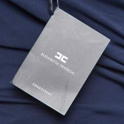 Pre Owned Elisabetta Franchi Navy Blue Embroidered Jersey Bodysuit M