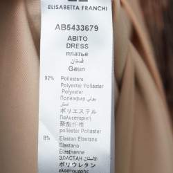 Pre Owned Elisabetta Franchi Beige Fringed Jersey Belted Midi Dress M