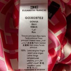 Elisabetta Franchi Pink Crinkle Wool Midi Skirt S