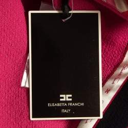 Elisabetta Franchi Pink Crinkle Wool Midi Skirt S