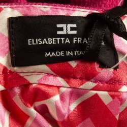 Elisabetta Franchi Pink Crinkle Wool Midi Skirt S