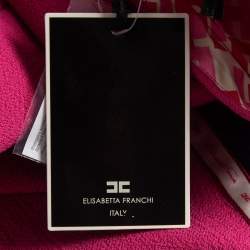 Elisabetta Franchi Pink Crinkle Wool Midi Skirt S