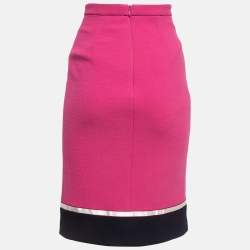 Elisabetta Franchi Pink Crinkle Wool Midi Skirt S