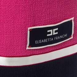Elisabetta Franchi Pink Crinkle Wool Midi Skirt S