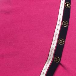 Elisabetta Franchi Pink Crinkle Wool Midi Skirt S