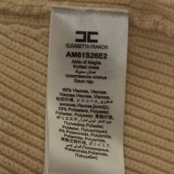 Pre Owned Elisabetta Franchi Beige Rib Knit Double Breasted Mini Dress S