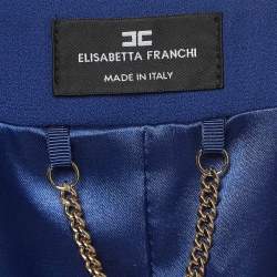 Pre Owned Elisabetta Franchi Blue Crepe Jacket L