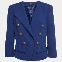 Pre Owned Elisabetta Franchi Blue Crepe Jacket L