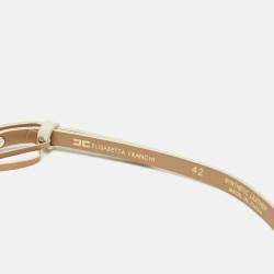 Pre Owned Elisabetta Franchi Cream Faux Leather Slim Belt 42