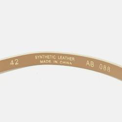 Pre Owned Elisabetta Franchi Cream Faux Leather Slim Belt 42