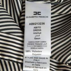 Pre Owned Elisabetta Franchi White Pinstripe Satin & Georgette Detachable Skirt Short Dress M