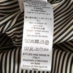 Pre Owned Elisabetta Franchi White Pinstripe Satin & Georgette Detachable Skirt Short Dress M