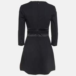 Pre Owned Elisabetta Franchi Black & Beige Crepe Mini Dress M