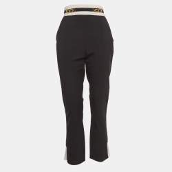 Pre Owned Elisabetta Franchi Black Embellished Stretch Knit Trousers L
