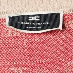 Pre Owned Elisabetta Franchi Red Logo Jacquard Knit Mini Dress M