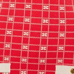 Pre Owned Elisabetta Franchi Red Logo Jacquard Knit Mini Dress M