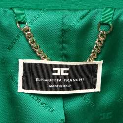 Elisabetta Franchi Green Crepe Single Breasted Blazer L
