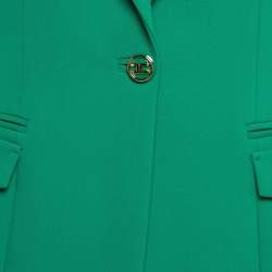 Elisabetta Franchi Green Crepe Single Breasted Blazer L