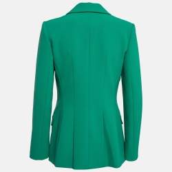 Elisabetta Franchi Green Crepe Single Breasted Blazer L