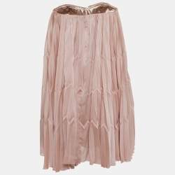 Pre Owned Elisabetta Franchi Pink Pearl Detail Chiffon Strapless Mini Dress M