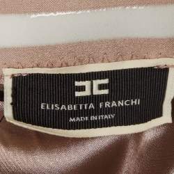 Pre Owned Elisabetta Franchi Pink Pearl Detail Chiffon Strapless Mini Dress M