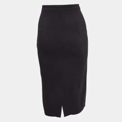 Pre Owned Elisabetta Franchi Black Crepe Pencil Skirt M