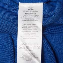 Pre Owned Elisabetta Franchi Blue Rib Knit Belted Long Cardigan M