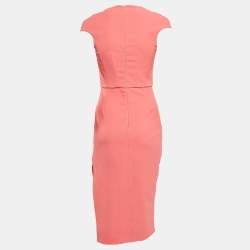Pre Owned Elisabetta Franchi Peach Pink Crepe Sheath Dress M