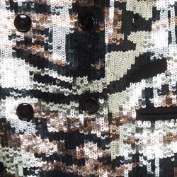 Pre Owned Elisabetta Franchi Black/Gold Sequin Crepe Blazer M